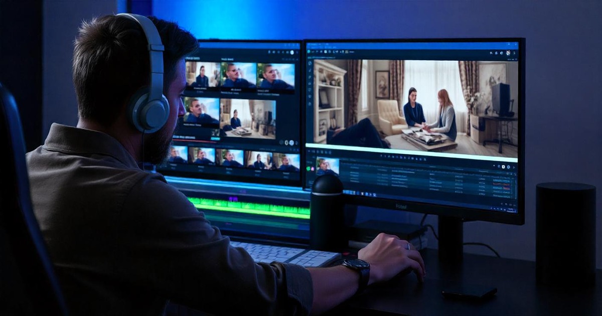 Čovek edituje video u Adobe Premiere softveru