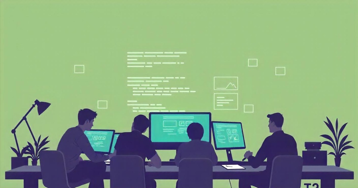 Grupa frontend developera kreira web stranicu - ilustracija