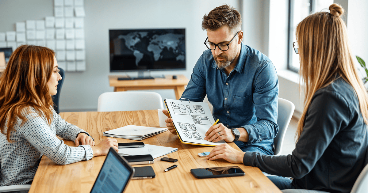 iOS developeri na sastanku dizajniraju novu aplikaciju