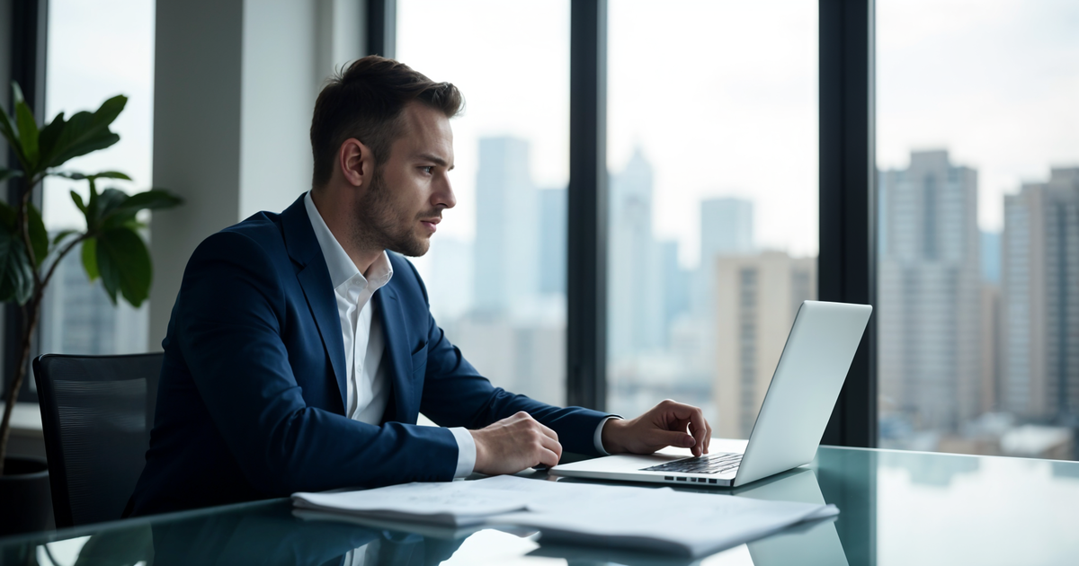 Konsultant za finansijski softver radi na računaru